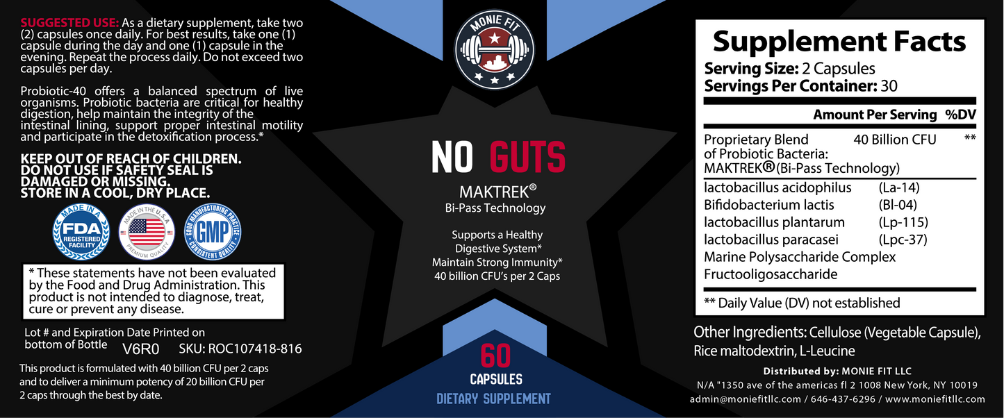 No Guts (Probiotics) - Monie Fit LLC