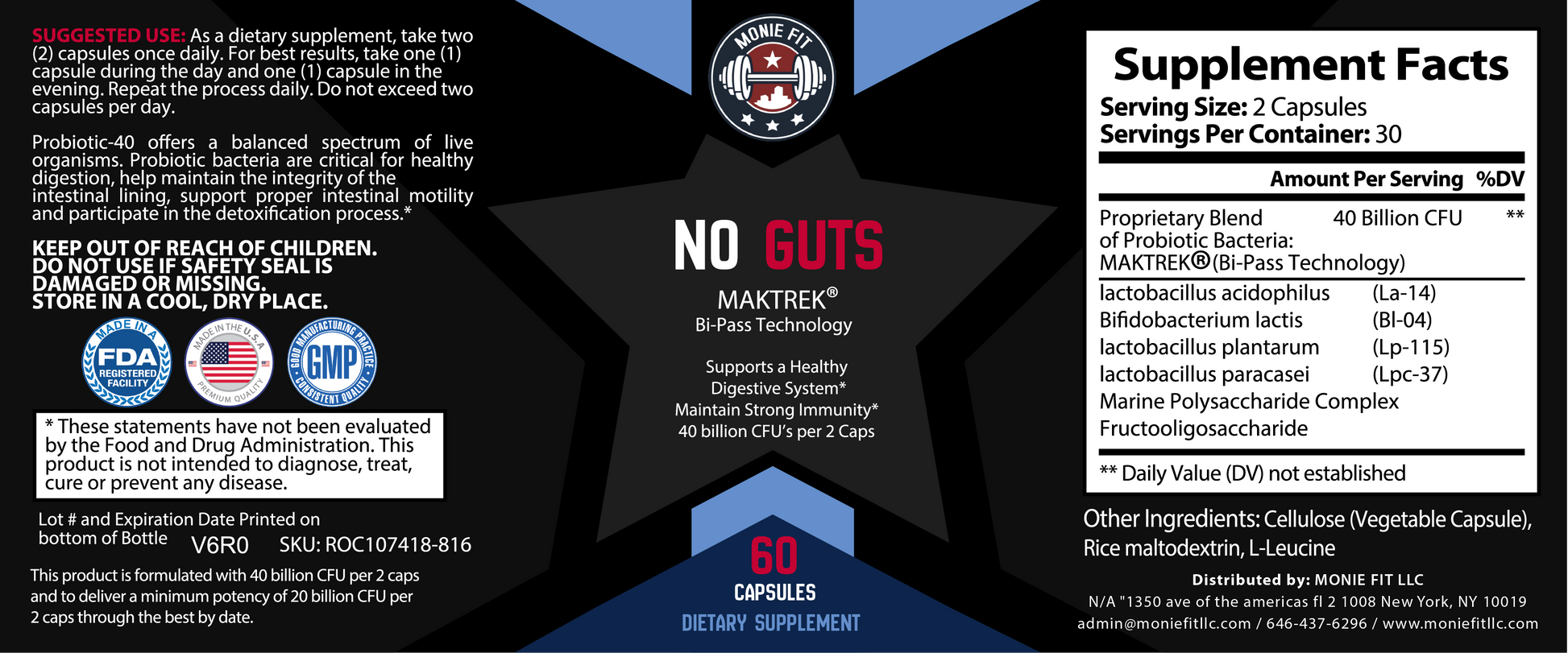 No Guts (Probiotics) - Monie Fit LLC