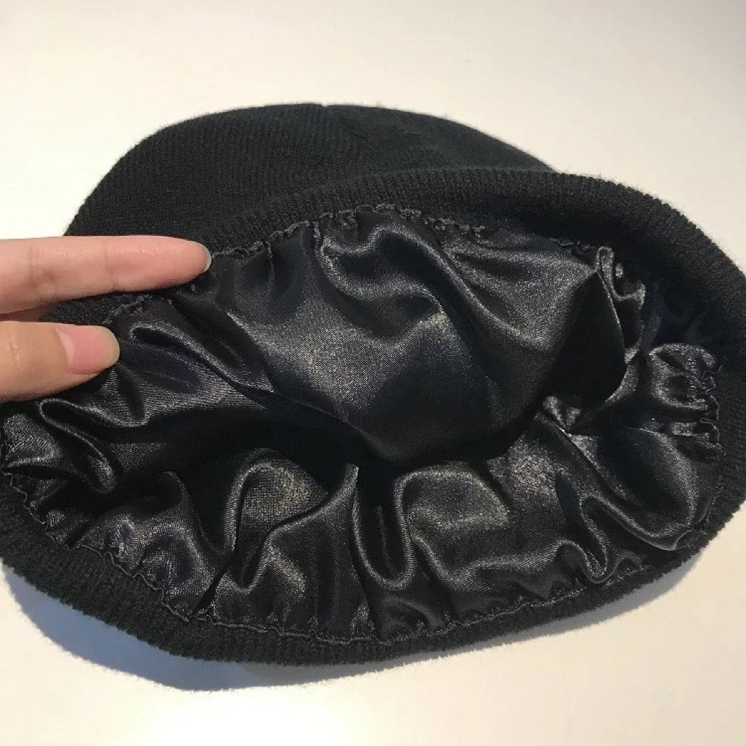 Satin Lined Knitted Hat - Monie Fit LLC